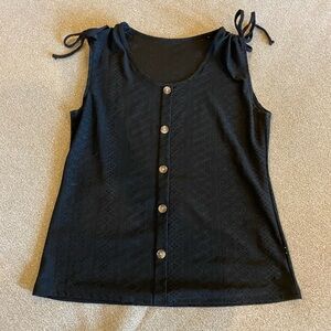 Black Sleeveless Button-Up Top